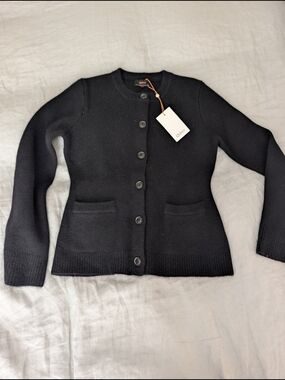 Quince 100% Mongolian Cashmere Structured Cardigan Black NWT Size XS